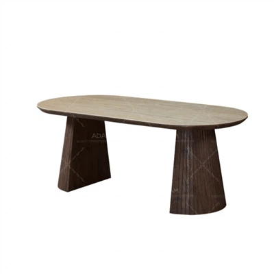 Beige jòn travertin seramik tab manje